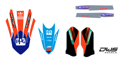 KTM EXC 125 250 350 450 500 2020 Model 14 set
 
Gehele stickerset bestaande uit
- Radiaset (6 delig)
- Nummerset (5 delig)
- Trimset (12 delig)

 
KTM EXC 125 250 350 450 500 2020 Model 14 set

consisting off:
- Radiator shrouds (6 tiles)
- Nu
