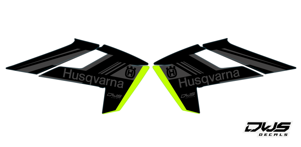 Radiaset Husqvarna TE FE 2017 2018 2019 model 3 set
 Radiaset bestaande uit:
- Radiaset (2 delig)
 Radiatorkit consisting off:
 - 2 decals radiator