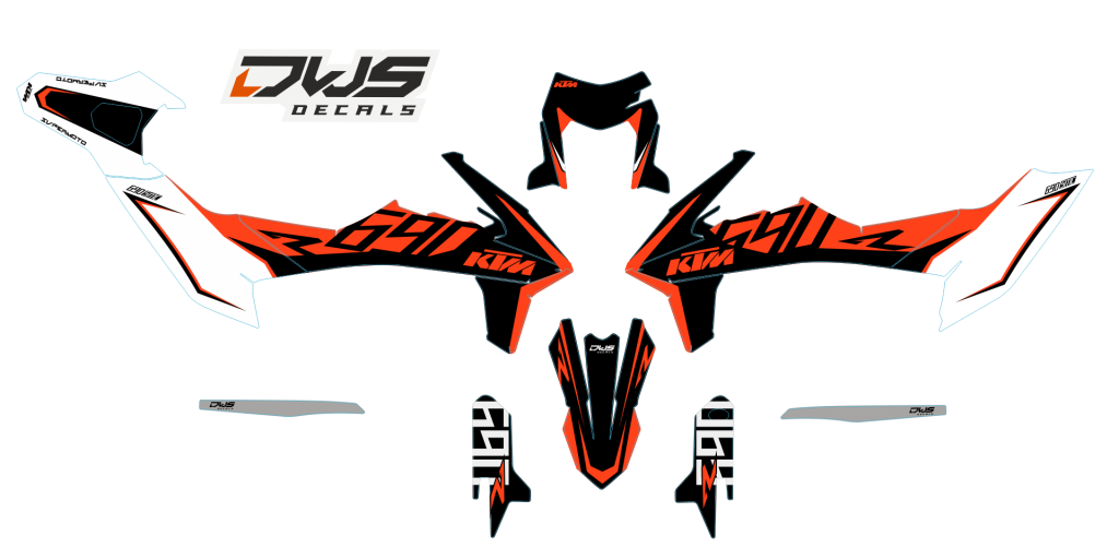 KTM 690 SMC R 2019 Gehele stickerset bestaande uit  Radiaset Nummerset Trimset DWS Decals DWSDecals