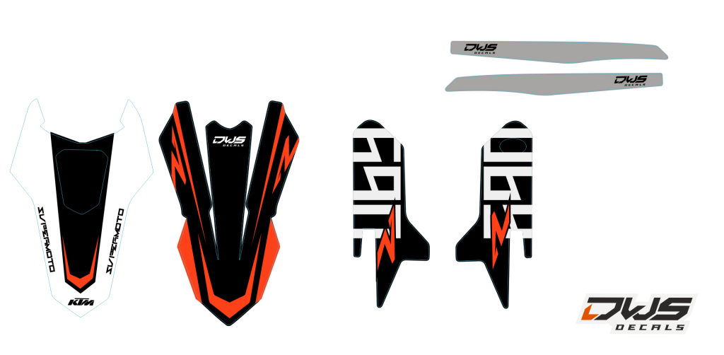 KTM 690 SMC R 2019 Gehele stickerset bestaande uit Radiaset Nummerset Trimset DWS Decals DWSDecals