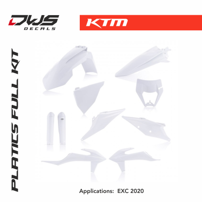 KTM exc exc f enduro 2020 white rear fender front fender fork covers side panels airbox cover radiator shrouds acerbis dws supermoto supermotard