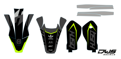 Trimset Husqvarna TE FE 2017 2018 2019 model 3 Gehele stickerset bestaande uit: - voorspatbord sticker - achterspatbord sticker - achterbrug stickers - voorpoot stickers consisting off: - decal front fender - decal rear fender - decal swingarm - decal for