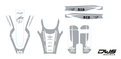 Trimset HusqvarnaTE FE 2020 model 1 Gehele stickerset bestaande uit: - voorspatbord sticker - achterspatbord sticker - achterbrug stickers - voorpoot stickers consisting off: - decal front fender - decal rear fender - decal swingarm - decal fork protector