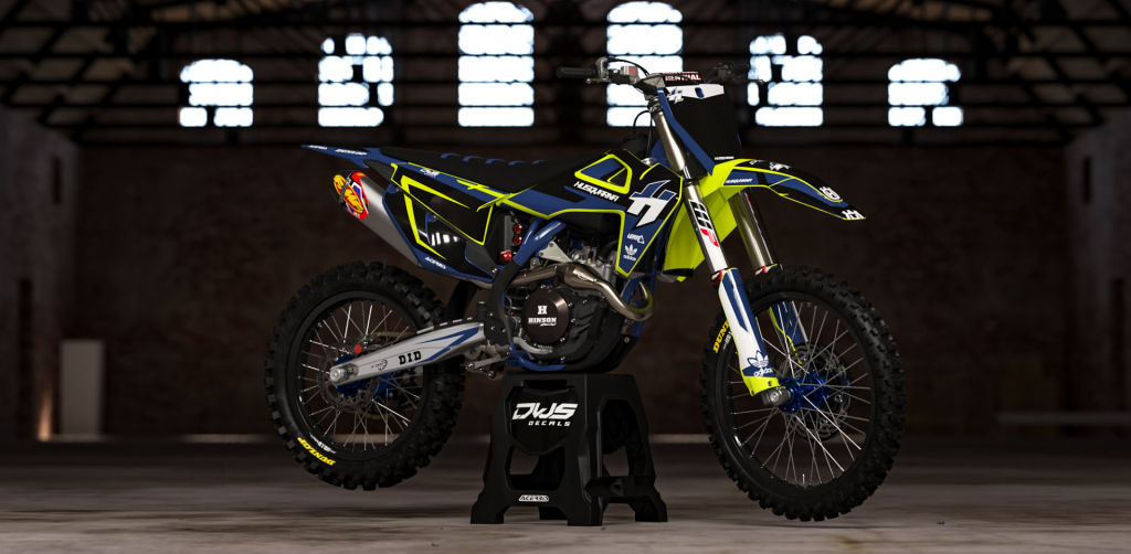 Husqvarna TE FE 2020 Model 1 set Gehele stickerset bestaande uit - Radiaset (2 delig) - Nummerset (5 delig) - Trimset (9 delig) Complete decasl kit consisting off - decals Radiator kit - decals side panels - decals Trimkit DWS Decals DWSDecals stickerset