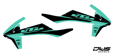 Radiaset KTM SX 125 SX 250 SX-F 250 SX-F 350 SX-F 450 2016 2017 2018 DECALS DEKOR DESIGN GRAPHICS AUFKLEBE STICKERSET NUMMERSET DWS MX decals radiator side panel tank shrouds
