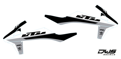 Radiaset KTM SX 125 SX 250 SX-F 250 SX-F 350 SX-F 450 2016 2017 2018 DECALS DEKOR DESIGN GRAPHICS AUFKLEBE STICKERSET NUMMERSET DWS MX decals radiator side panel tank shrouds