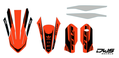KTM EXC 125 250 350 450 500 2020 Model 14 set
 
Gehele stickerset bestaande uit
- Radiaset (6 delig)
- Nummerset (5 delig)
- Trimset (12 delig)

 
KTM EXC 125 250 350 450 500 2020 Model 14 set

consisting off:
- Radiator shrouds (6 tiles)
- Nu