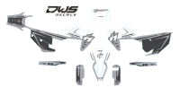 Husqvarna TE FE 2020 Model 1 set Gehele stickerset bestaande uit - Radiaset (2 delig) - Nummerset (5 delig) - Trimset (9 delig) Complete decasl kit consisting off - decals Radiator kit - decals side panels - decals Trimkit DWS Decals DWSDecals stickerset