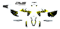Husqvarna TE FE 2020 Model 1 set Gehele stickerset bestaande uit - Radiaset (2 delig) - Nummerset (5 delig) - Trimset (9 delig) Complete decasl kit consisting off - decals Radiator kit - decals side panels - decals Trimkit DWS Decals DWSDecals stickerset