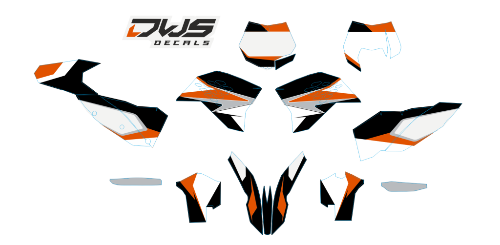 Complete stickerset KTM SX EXC 2008 2009 2010 2011 orange oranje black zwart schwarz Decals dekor design graphics aufklebe stickerset nummerset dws mx
