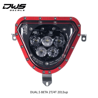 DUAL.5 BETA 2T/4T 2013up The front LED light was designed for enduro motorcycles. This light fitsmotorcycles BETA 2T / 4T(all models). Dws Decals