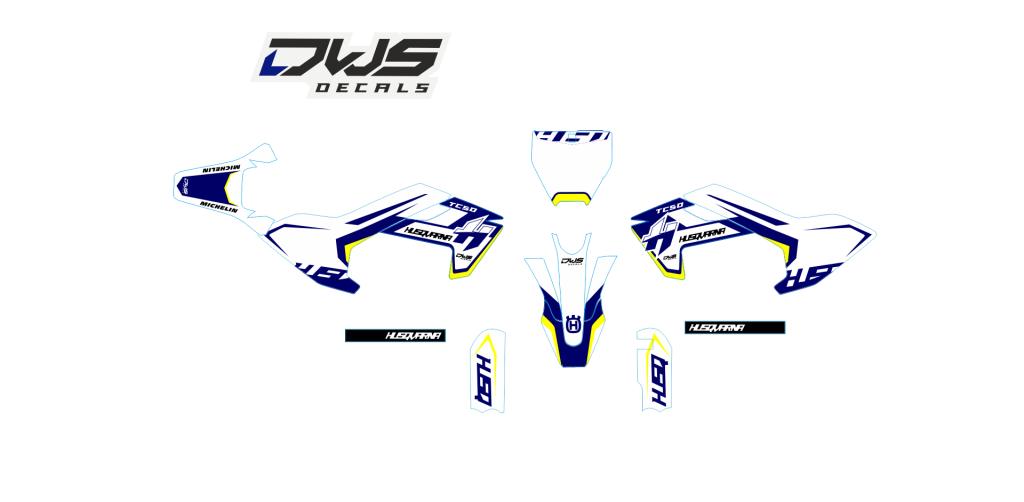 Husqvarna TC 50 2017 2018 2019 2020 radiator shrouds numbers side panels rear fender front fender voorspatbord dws decals mx cross 