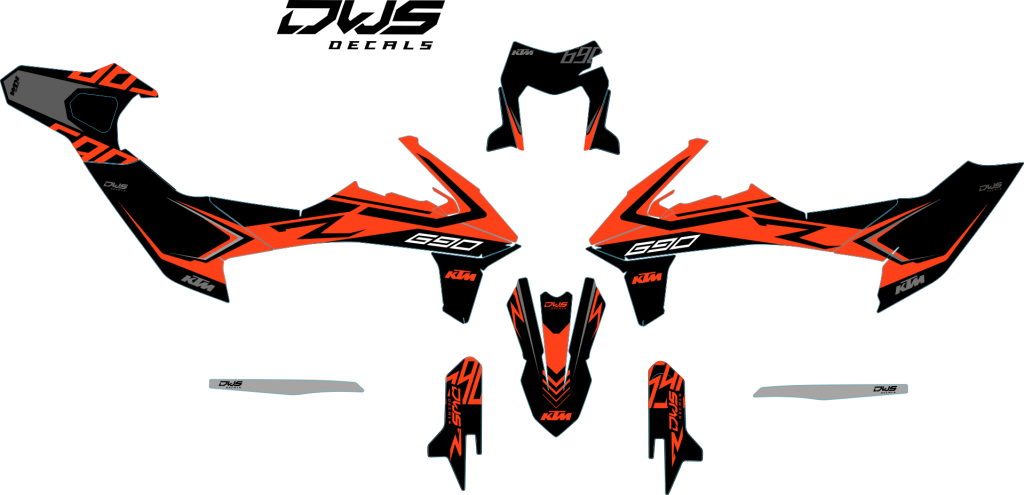 KTM 690 SMC R 2019 Gehele stickerset bestaande uit  Radiaset Nummerset Trimset DWS Decals DWSDecals