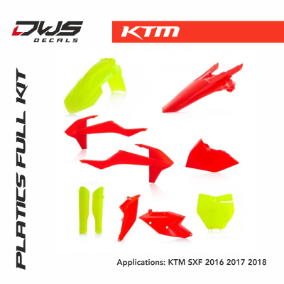 ktm plastics sx sxf 2016 2017 2018 fluo color bluw black oange fluo yello dws decals new