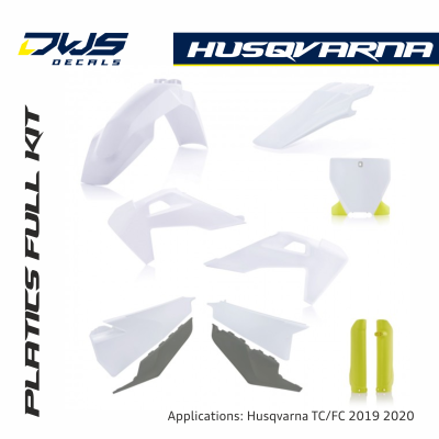 husqvarna plastics acerbis dws decals white grey yellow 2019 2020
