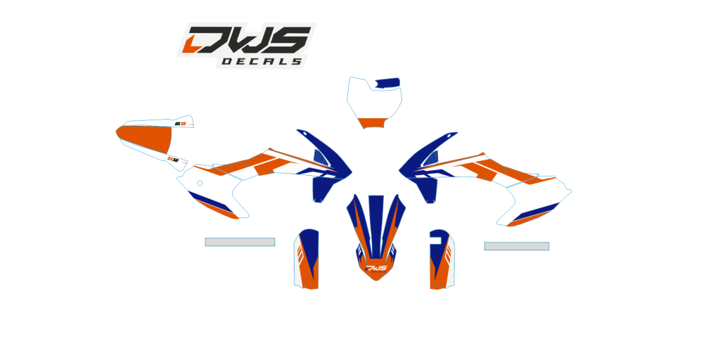 Complete stickerset KTM Sx 50 2016 2017 2018 orange blue oranje blauw orange blauDecals dekor design graphics aufklebe stickerset nummerset dws mx