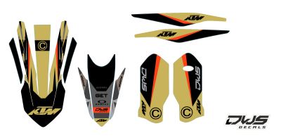 Complete decal kit stickerset ktm sx sx-f exc tpi 125 150 exc f 250 350 450 2020 side exc panel radiator shrouds front fender rear fender fork protectors swingarm nummers nummern radiator delen kappenvoorspatbord achterspatbord brug stickers voorpootbesch