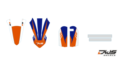 Trimset KTM Sx 50 2016 2017 2018 orange blue oranje blauw orange blauDecals dekor design graphics aufklebe stickerset nummerset dws mx