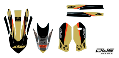 Complete decal kit stickerset ktm sx sx-f exc tpi 125 150 exc f 250 350 450 2020 side exc panel radiator shrouds front fender rear fender fork protectors swingarm nummers nummern radiator delen kappenvoorspatbord achterspatbord brug stickers voorpootbesch