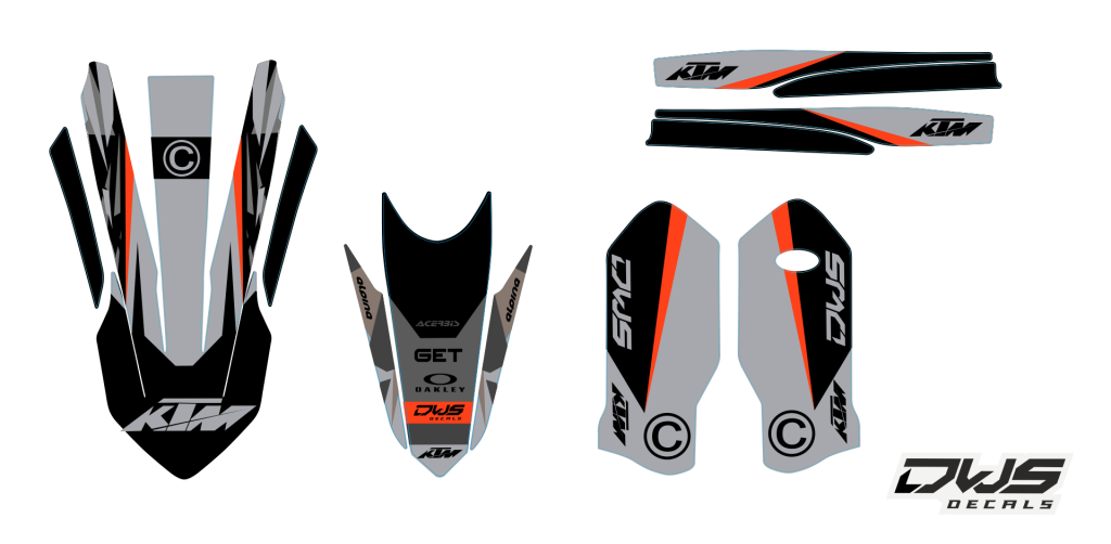 Complete decal kit stickerset ktm sx sx-f exc tpi 125 150 exc f 250 350 450 2020 side exc panel radiator shrouds front fender rear fender fork protectors swingarm nummers nummern radiator delen kappenvoorspatbord achterspatbord brug stickers voorpootbesch