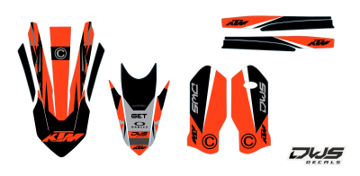 Complete decal kit stickerset ktm sx sx-f exc tpi 125 150 exc f 250 350 450 2020 side exc panel radiator shrouds front fender rear fender fork protectors swingarm nummers nummern radiator delen kappenvoorspatbord achterspatbord brug stickers voorpootbesch