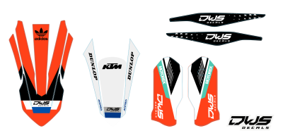 KTM EXC 125 250 350 450 500 2020 Model 14 set
 
Gehele stickerset bestaande uit
- Radiaset (6 delig)
- Nummerset (5 delig)
- Trimset (12 delig)

 
KTM EXC 125 250 350 450 500 2020 Model 14 set

consisting off:
- Radiator shrouds (6 tiles)
- Nu