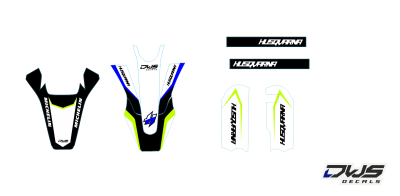 complete stickerset TC 50 husqvarna 2017 2018 dws decals graphics grahics aufklebe decore number decals nummerset yellow geel gelb black zwart schwarz grey grijs grau white wit blue blauw blau