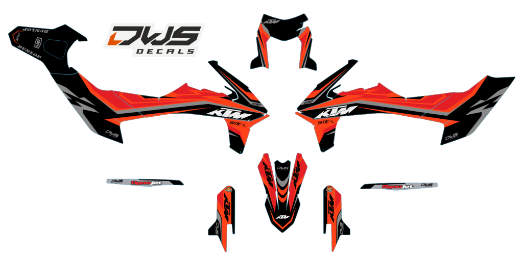 KTM 690 SMC R 2019 model 6

 
Gehele stickerset bestaande uit
- Radiaset (6 delig)
- Nummerset (5 delig)
- Trimset (6 delig)

 

Consisting off the following decals

- radiator shrouds

- Numberkit:  front number and sidepanels

- Trimset: