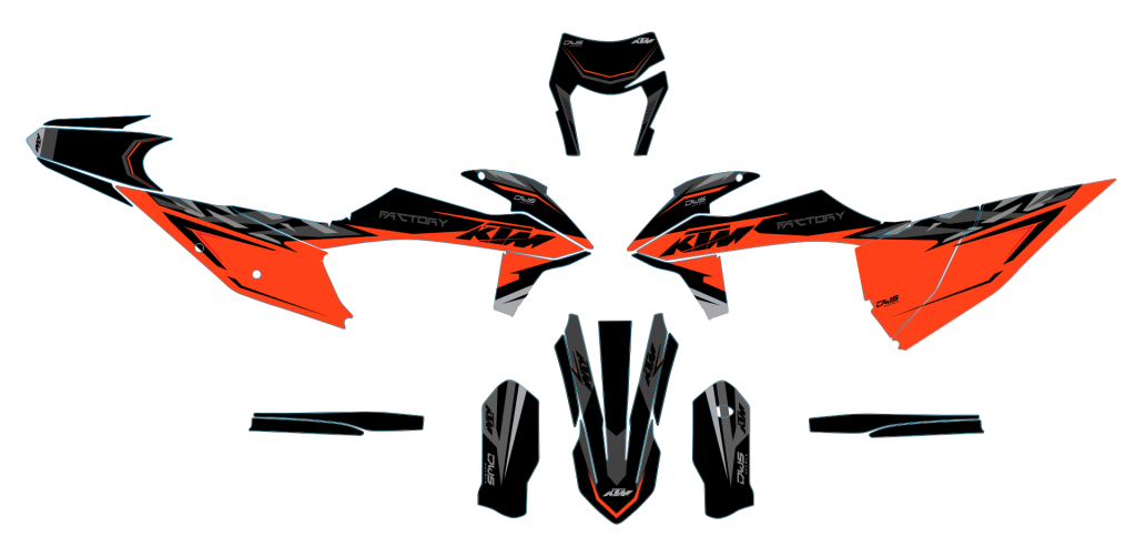 KTM EXC 125 250 300 350 450 500 2020 Model 25 set
 
Gehele stickerset bestaande uit
- Radiaset (6 delig)
- Nummerset (5 delig)
- Trimset (12 delig)

 
KTM EXC 125 250 350 450 500 2020 Model 14 set

consisting off:
- Radiator shrouds (6 tiles)
