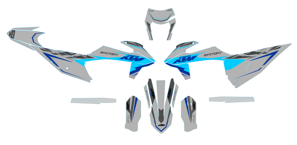 KTM EXC 125 250 300 350 450 500 2020 Model 31

 
Gehele stickerset bestaande uit
- Radiaset (6 delig)
- Nummerset (5 delig)
- Trimset (12 delig)

 
KTM EXC 125 250 350 450 500 2020 Model 31

consisting off:
- Radiator shrouds (6 tiles)
- Numb