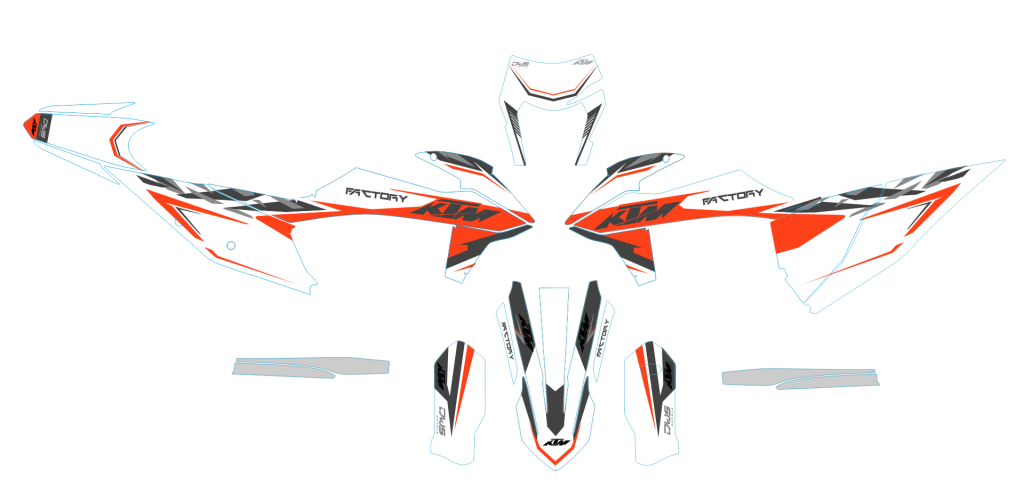 KTM EXC 125 250 300 350 450 500 2020 Model 31

 
Gehele stickerset bestaande uit
- Radiaset (6 delig)
- Nummerset (5 delig)
- Trimset (12 delig)

 
KTM EXC 125 250 350 450 500 2020 Model 31

consisting off:
- Radiator shrouds (6 tiles)
- Numb