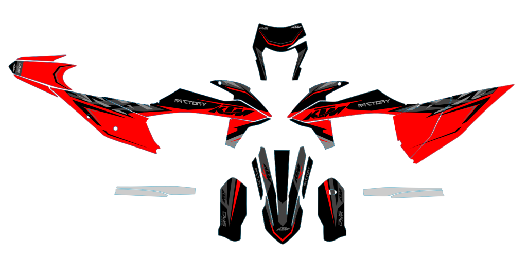 KTM EXC 125 250 300 350 450 500 2020 Model 26 set
 
Gehele stickerset bestaande uit
- Radiaset (6 delig)
- Nummerset (5 delig)
- Trimset (12 delig)

 
KTM EXC 125 250 350 450 500 2020 Model 14 set

consisting off:
- Radiator shrouds (6 tiles)
