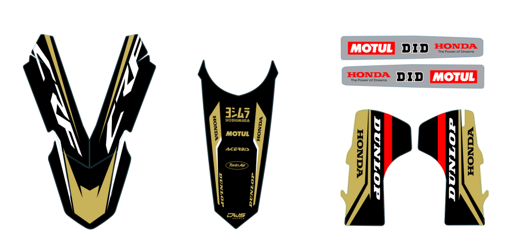 Trimset Honda CRF 450 2013/2016 Honda CRF 250 2014/2016 Model 2 
Trimset bestaande uit:
- Voorspatbord sticker
- Achterspatbord sticker
- Voorvorkbeschermer stickers - (2 delig)
- Brugstickers - (2 delig)honda crf 450 2021 grapichs kit 