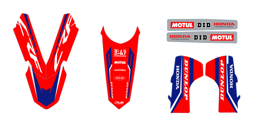 Trimset Honda CRF 450 2021 
 

Trimset bestaande uit:
- Voorspatbord sticker
- Achterspatbord sticker
- Voorvorkbeschermer stickers - (2 delig)
- Brugstickers - (2 delig) dws decals grapichs honda crf 450 2021 