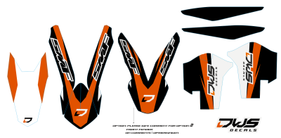 Trimset KTM SX EXC 2008 2009 2010 2011 orange oranje black zwart schwarz Decals dekor design graphics aufklebe stickerset nummerset dws mx model 5 SMF