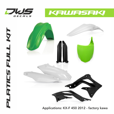 Kawasaki Plastics KX-F 450 2012 replica black white green black factory kawa dws decals acerbis