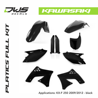 kawasaki Plastics KX-F 250 2009 2010 2011 2012 replica black green black white dws decals acerbis