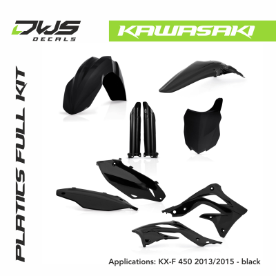 Kawasaki Plastics KX-F 450 2013 2014 2015 black white replica factory kawa dws decals acerbis