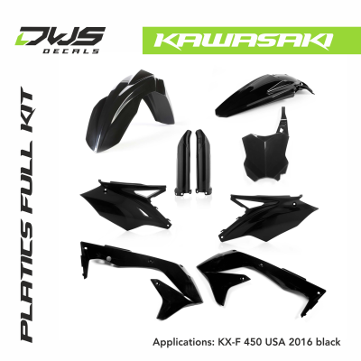 kawasaki plastics KX-F 450 USA black fluo green white replica dws decals acerbis