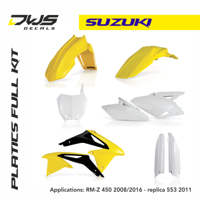 Suzuki plastics rm-z 450 2008 2009 2010 2011 2012 2013 2014 2015 2016 replica 553 2011 dws decals acerbis