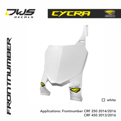 Cycra plastics CRF 250 2014 2015 2016 CRF 450 2013 2014 2015 2016 frontnumber voornummer DWS decals white