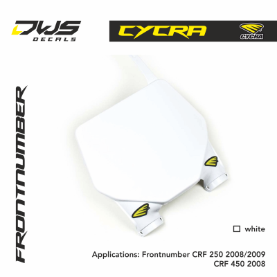 Cucra frontnumber CRf 250 2008 2009 CRf 450 2008 dws decals plastics white wit weiss