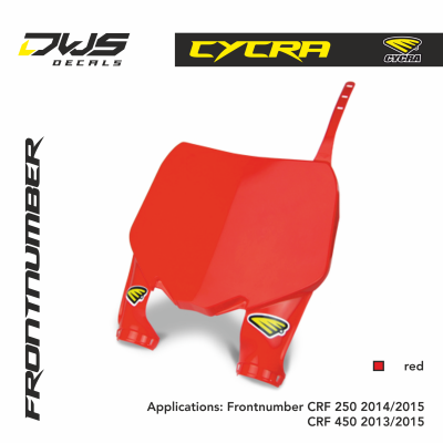 Cycra frontnumber CRF 250 2014 2015 CRF 450 2013 2014 2015 dws decals plastics red rood rot