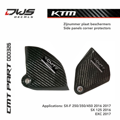 KTM CMT side panels protection zijnummer bescherming van de hoeken carbon parts dws decals carbon delen Applications: SX-F 250/350/450 2016 2017 SX 125 2016 EXC 2017