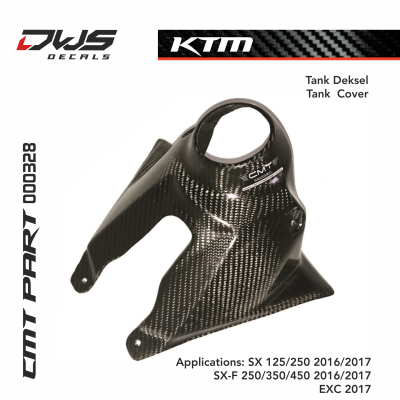 KTM CMT carbonnen deel tank deksel carbon part for tank cover cmt dws decals Applications: SX 125/250 2016/2017 SX-F 250/350/450 2016/2017 EXC 2017 