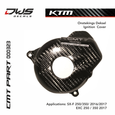 KTM CMT carbonnen onderdeel voor onstekings deksel ignition cover carbon parts dws decals Applications: SX-F 250/350/ 2016 2017 EXC 250 / 350 2017 
