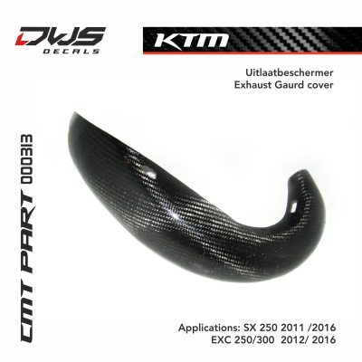 KTM CMT carbon exhaust guard cover uitlaaatbeschermer carbon parts dws decals Applications: SX 250 2011 2012 2013 2014 2015 2016 EXC 250/300  2012 2013 2014 20152016 