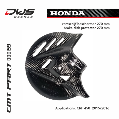 Honda cmt carbonnen remschijf beschermer carbon brake disk protector 270 mm carbon parts dws decals Applications: CRF 450  2015 2016 