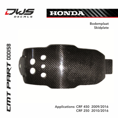 Honda cmt carbonnen bodemplaat  carbon skidplate carbon parts dws decals Applications: CRF 450  2009 2010 2011 2012 2013 2014 2015 2016  CRF 250  2010 2011 2012 2013 2014 2015 2016