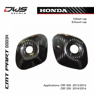 Honda cmt carbonnen uitlaat cap carbon exhaust cap carbon parts dws decals Applications: CRF 450  2013 2014 2015 2016  CRF 250  2014 2015 2016